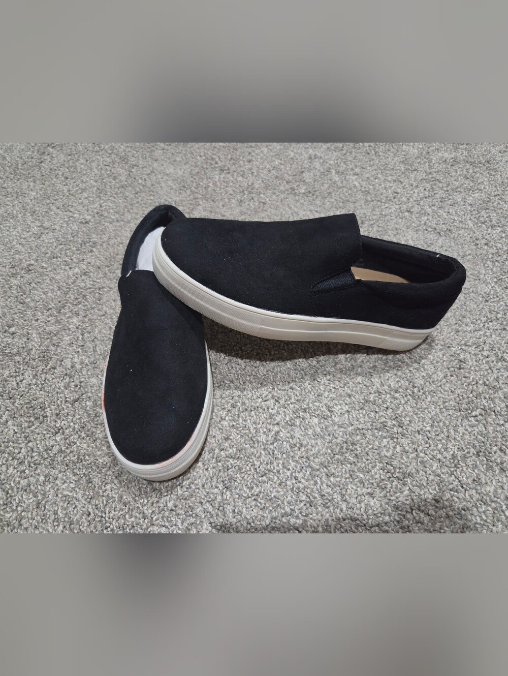 Madden Girl Black Slip-On Suede-Style Casual Loafers Size 10 See Details